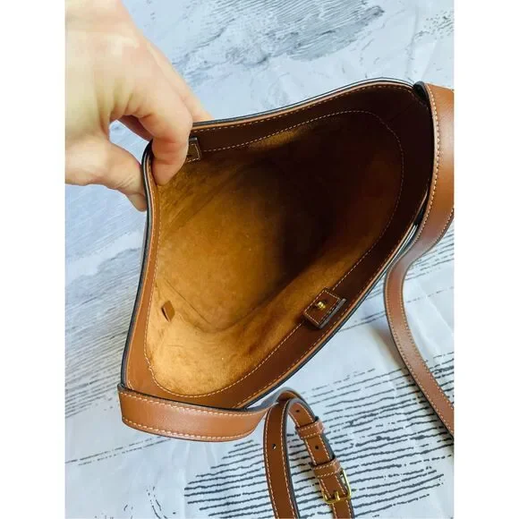 Celine Cuir Triomphe Small Calfskin Leather Bucket Crossbody Bag - Picture 11 of 12